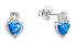 Evolution Group Strieborné náušnice Srdce s modrým syntetickým opálom a zirkónmi 11469.3