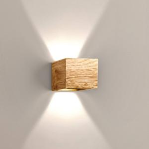 LED nástenné svetlo Shine-Wood, šírka 13 cm, dub/čierna, drevo
