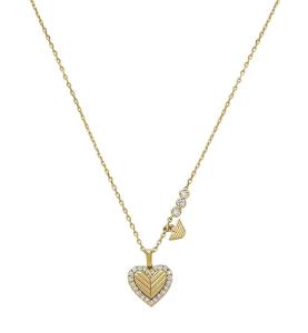 Emporio Armani Pôvabný pozlátený náhrdelník so zirkónmi Srdce EG3622710
