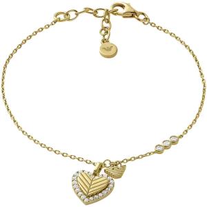 Emporio Armani Romantický pozlátený náramok pre ženy so zirkónmi Srdce EG3623710