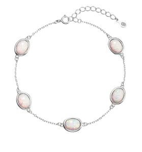 Evolution Group Pôvabný strieborný náramok so syntetickými opálmi 13030.1 white