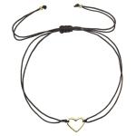 Evolution Group Čierny kabala náramok s pozláteným srdiečkom 13043.3 black