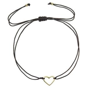 Evolution Group Čierny kabala náramok s pozláteným srdiečkom 13043.3 black