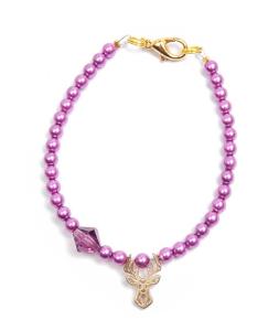 Deers Fialový korálkový mini náramok s jelinkom