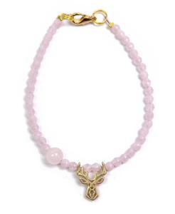 Deers Svetloružový korálkový mini náramok s ruženínom