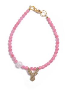Deers Ružový korálkový mini náramok s ruženínom