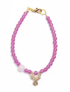 Deers Fialový korálkový mini náramok s ruženínom