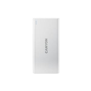 Canyon CNE-CPB1006W Powerbank, polymérová, 10.000 mAh, 2 x USB výstup, 2 x USB vstup (1xUSB-C), LED inikácia, Biela