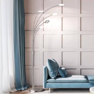 LED stojaca lampa Dent, nikl/chróm, 225 cm, kov, CCT 5-pl.