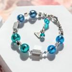 Lampglas Krásny náramok Frost Bloom Blue s rýdzim striebrom v perlách Lampglas BER7