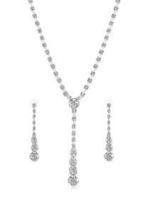 Troli Elegantná sada dámskych šperkov s čírymi kryštálmi (náhrdelník, náušnice)