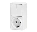 B.V.  - Domový spínač 2P so zásuvkou 1x10A/250V SCHUKO