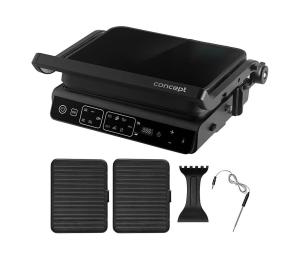 Concept Concept ge3600 - Kontaktný gril s teplotnou sondou GLASS 2000W/230V čierny