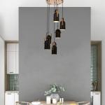 Závesné svetlo Esra, čierne, Ø 40 cm, kov, 6 svetiel