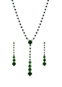 Troli Elegantná sada dámskych šperkov so zelenými kryštálmi (náhrdelník, náušnice)