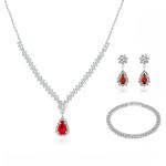 Troli Dámska sada šperkov s červenými zirkónmi Kvapka (náhrdelník, náramok, náušnice)