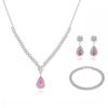 Troli Dámska sada šperkov s ružovými zirkónmi Kvapka (náhrdelník, náramok, náušnice)