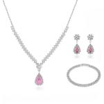 Troli Dámska sada šperkov s ružovými zirkónmi Kvapka (náhrdelník, náramok, náušnice)
