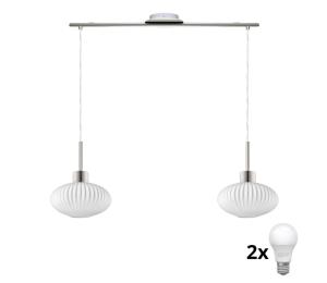 Eglo LED Závesný luster HARMA 2xE27/60W/230V matný chróm/biela