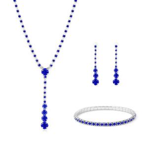 Troli Trblietavá sada šperkov s modrými kryštálmi (náhrdelník, náramok, náušnice)