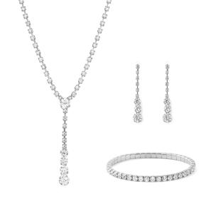 Troli Trblietavá sada šperkov s čírymi kryštálmi (náhrdelník, náramok, náušnice)