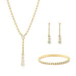 Troli Pozlátená sada šperkov s čírymi kryštálmi (náhrdelník, náramok, náušnice)