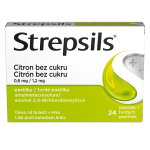 STREPSILS Citrón bez cukru 24 tvrdých pastiliek