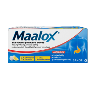 MAALOX Bez cukru citrón 40 žuvacích tabliet