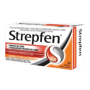 STREPFEN S pomarančovou príchuťou bez cukru 24 pastiliek