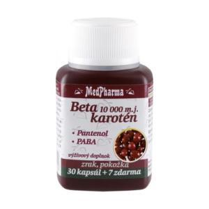 MEDPHARMA Betakarotén 10 000 m.j.+ pantenol + PABA 30 + 7 kapsúl ZADARMO