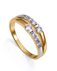 Viceroy Pozlátený dvojitý prsteň s kubickými zirkónmi 9136A 59 mm