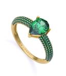 Viceroy Prekrásny pozlátený prsteň so zeleným zirkónom 15122A0 52 mm