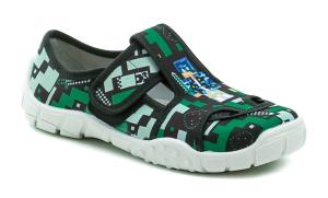 Raweks Igor 11 zelené detské plátené papuče EUR 27