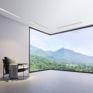 PURE stropné LED svetlo Lines, 110 cm, strieborné, CCT, diaľkové ovládanie