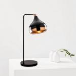 Stolová lampa Yildo, čierna/meď, kov, výška 52 cm