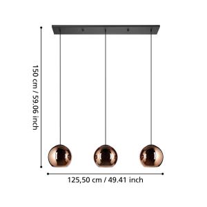 EGLO Stars Of Light závesné svietidlo Cordoba, 3-pl. dlhé, medené