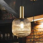 Závesné svietidlo Norma, Ø 20 cm, čierna/žltá, sklo, E27