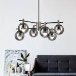 Stropné svietidlo Lilou, Ø 53cm, dymovo sivá, sklo/kov, 6-pl.