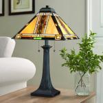Stolová lampa Navajo, štýl Tiffany, oceľ, sklo, viacfarebná