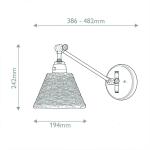 Nástenné svetlo Arti, mosadzné/prírodné, ratan, oceľ