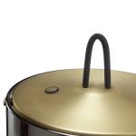 Stolová LED lampa Lumeo, Ø 21 cm, mosadzová/dymovo sivá