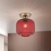 Stropné svietidlo Carneval, červené, Ø 20 cm, sklo, E27