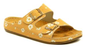 Medi Line 1633-25 žltá kvet dámske zdravotné šľapky EUR 38