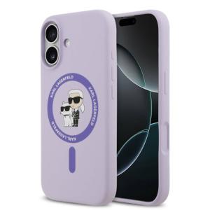 Karl Lagerfeld Liquid Silicone Karl and Choupette MagSafe Zadní Kryt pro iPhone 17 Purple