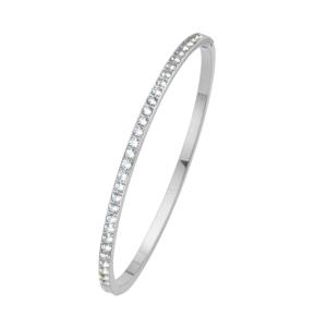 CRYSTalp Pevný oceľový náramok s kryštálmi Classic 22160.E 17 cm