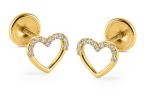 Brilio Srdiečkové náušnice zo žltého zlata so zirkónmi 14/255.281/17ZIR