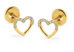 Brilio Srdiečkové náušnice zo žltého zlata so zirkónmi 14/255.281/17ZIR