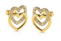 Brilio Zlaté náušnice Prepletené srdcia so zirkónmi 14/255.271/3ZIR