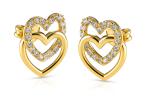 Brilio Zlaté náušnice Prepletené srdcia so zirkónmi 14/255.271/3ZIR