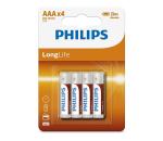 Philips R03L4B/10 - 4 ks Zinkochloridová batéria AAA LONGLIFE 1,5V 450mAh Phil-R03L4B/10